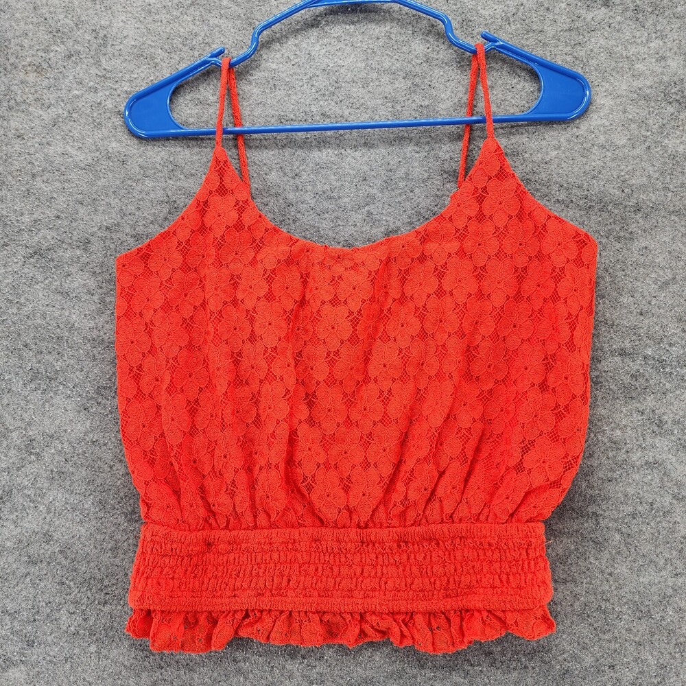 Willow Root Top Womens Small Orange Lace Floral Sleeveless